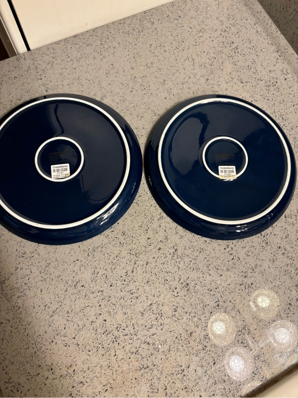 Crate & Barrel Blue Ceramic Salad Plates - Set of 2 - Picture 3 of 5